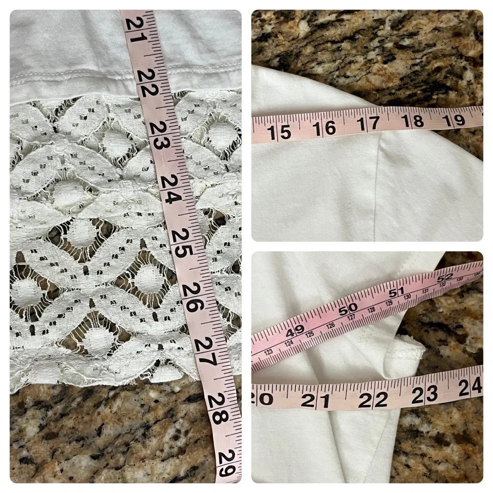 Chico’s White Cotton Slub Lace Hem Tunic Top Women’s 3 (XL) – Boho Modest - Picture 6 of 11
